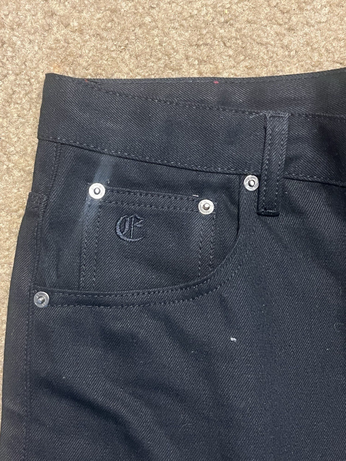 Elysian Jet Black Bootcut Selvedge Denim Jeans Size 32×34