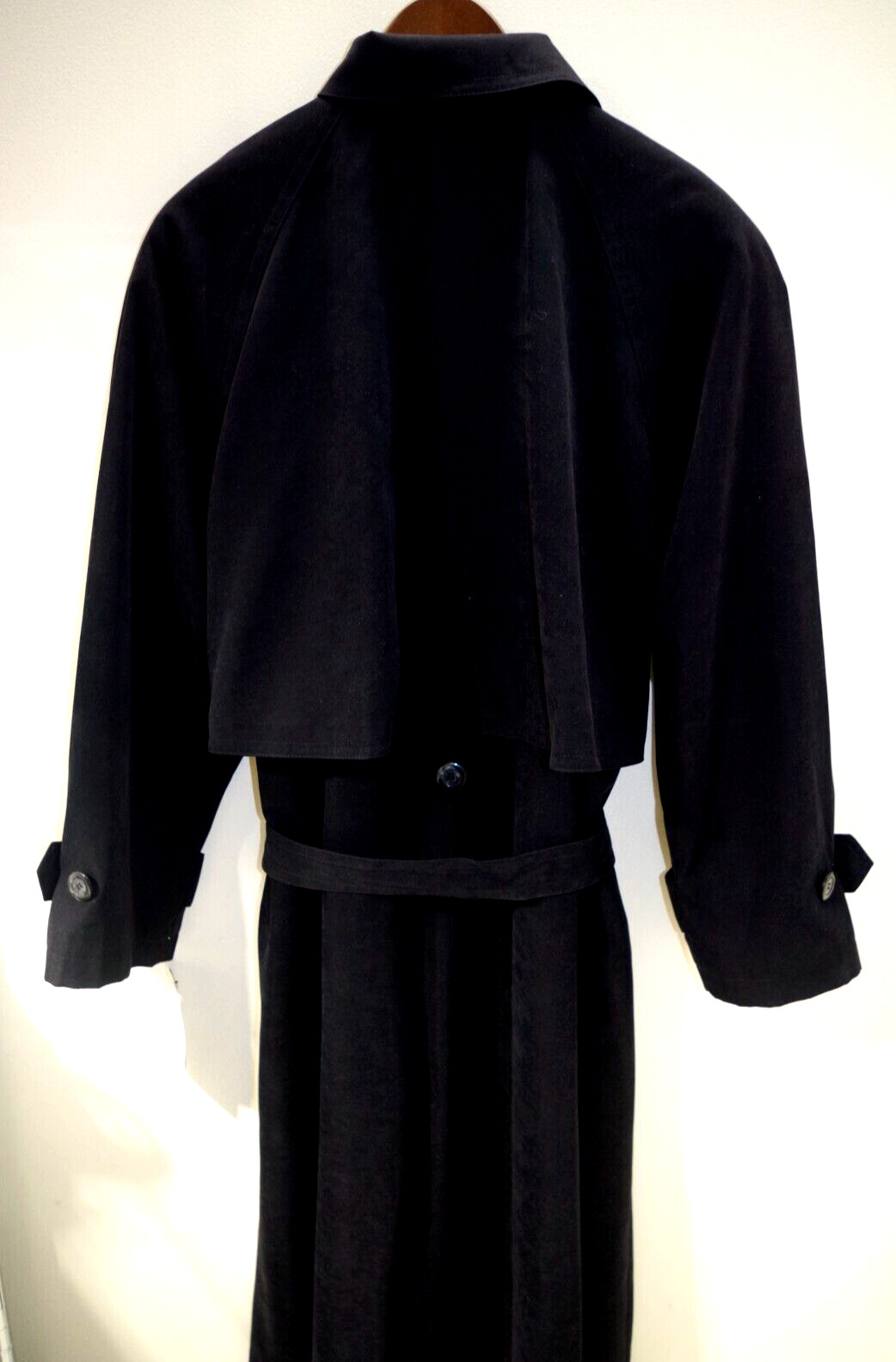 10B NWT Gallery All Seasons Coat Belted Black Woman 20W Moss Microfiber Trench