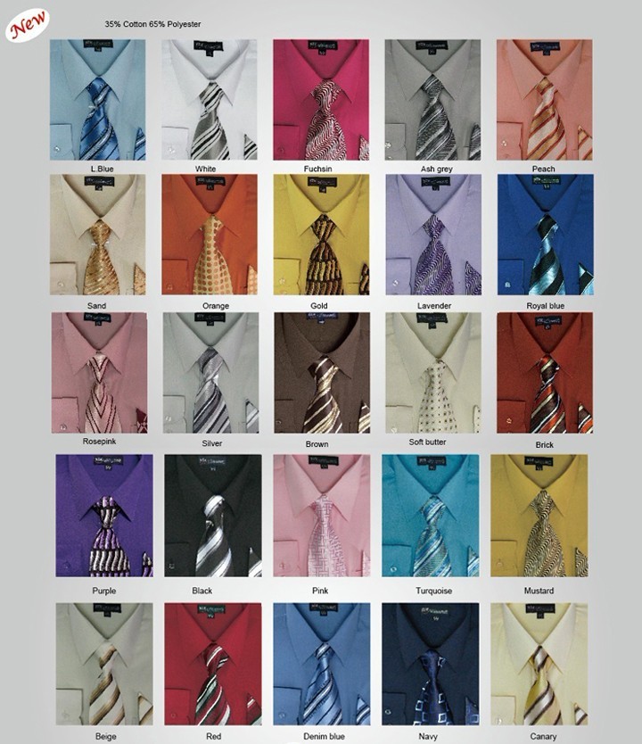 Men’s Fortino Landi Dress Shirt w/ Matching Tie and Handkerchief Set Style SG21A
