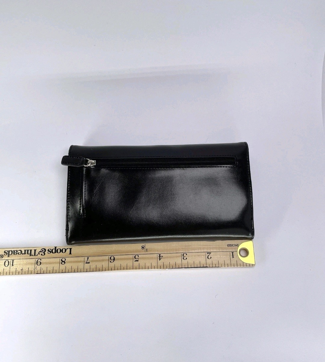 Esprit Black Faux Leather Card Slots Organizer 4”x8” Clutch Wallet