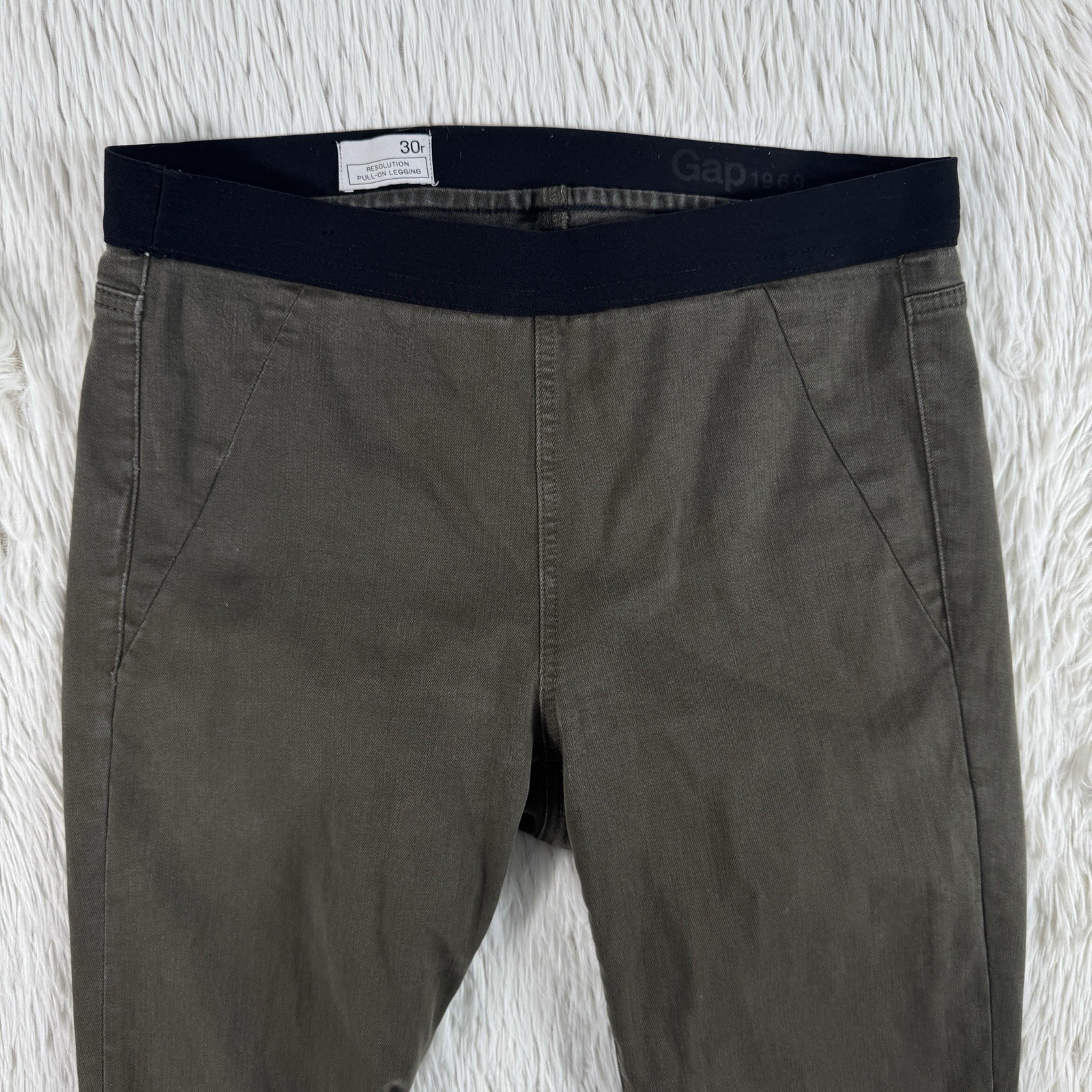 Gap 1969 Olive Green Resolution High-Rise Pull-On Legging Denim Jeans Women’s 30
