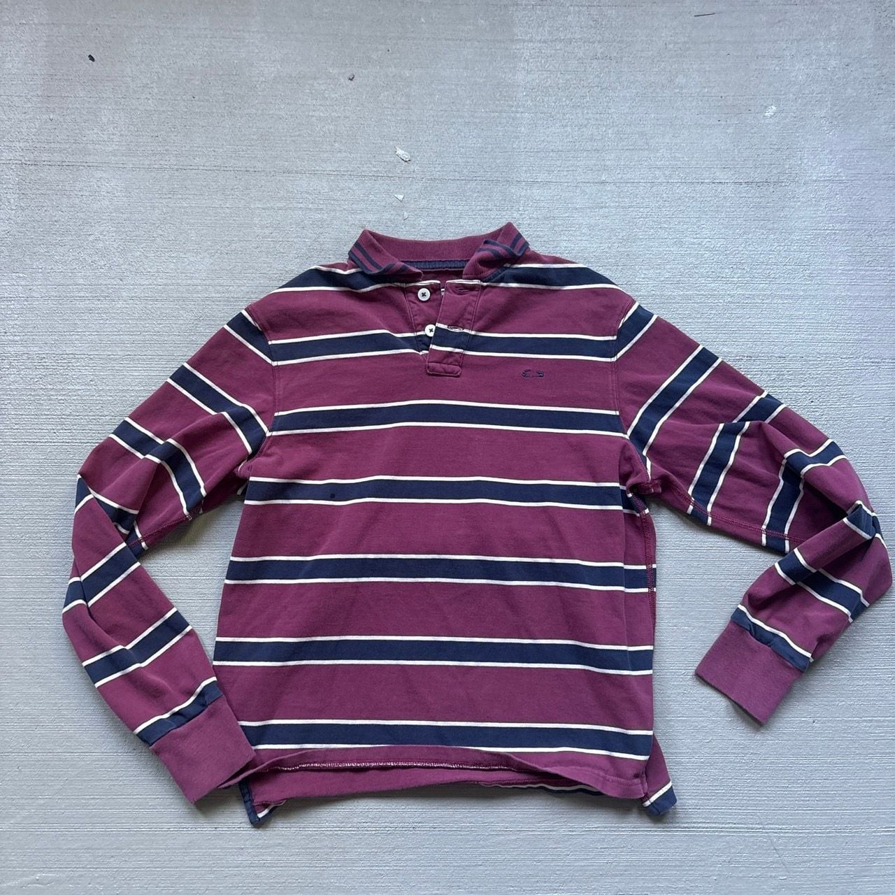 Superdry Athletic Essential Cropped Stripe Rugby long sleeve polo Red
