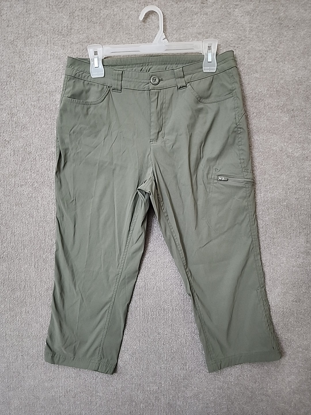 Eddie Bauer Rainier Capri Pants Womens 8 Green Nylon Stretch Hiking UPF 50+