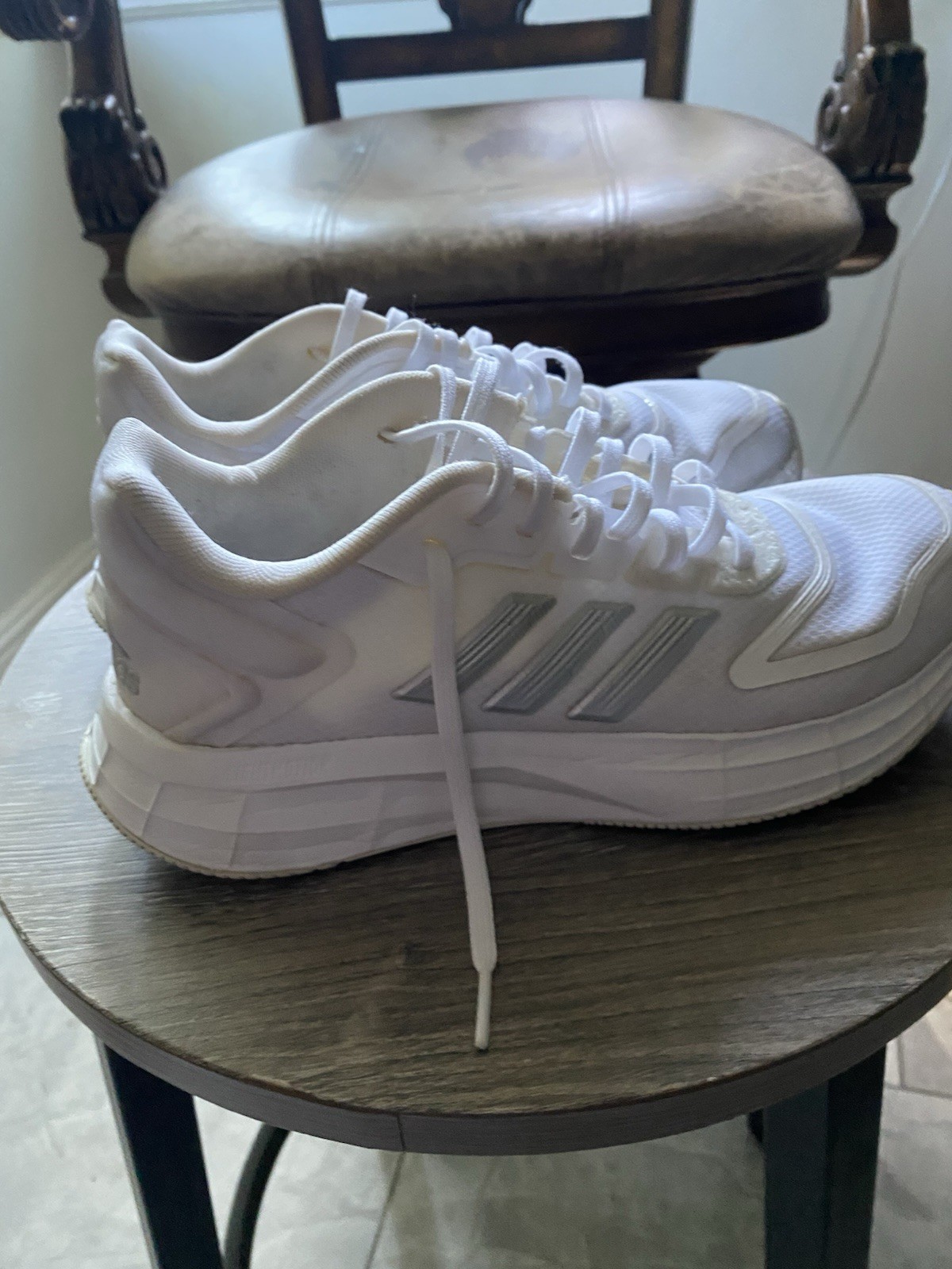 adidas Men’s White Lace-Up Low Top Athletic Sneakers for Activewear & Casual