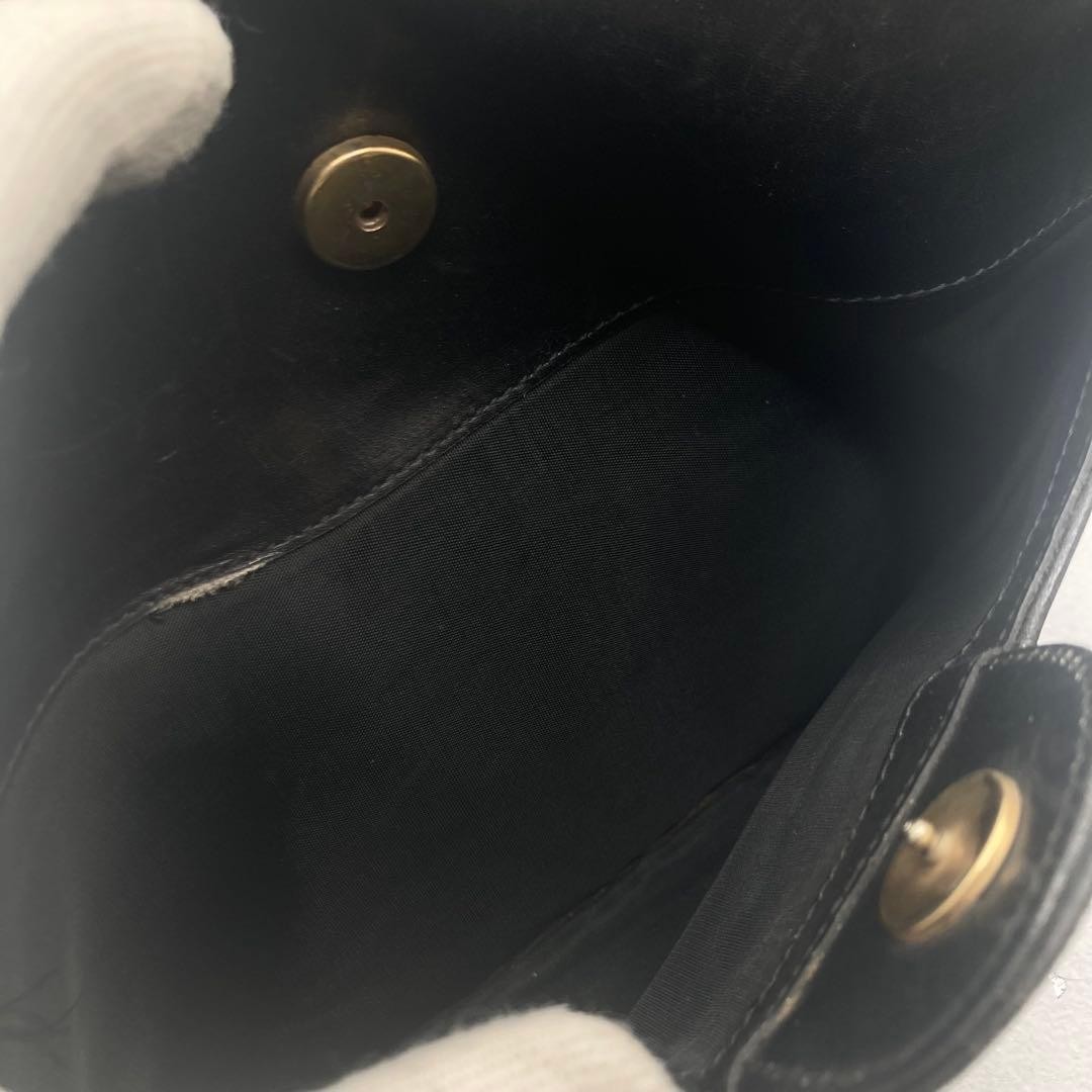 CELINE Shoulder Bag Leather Black Gold hardware Horse Carriage Condition Used