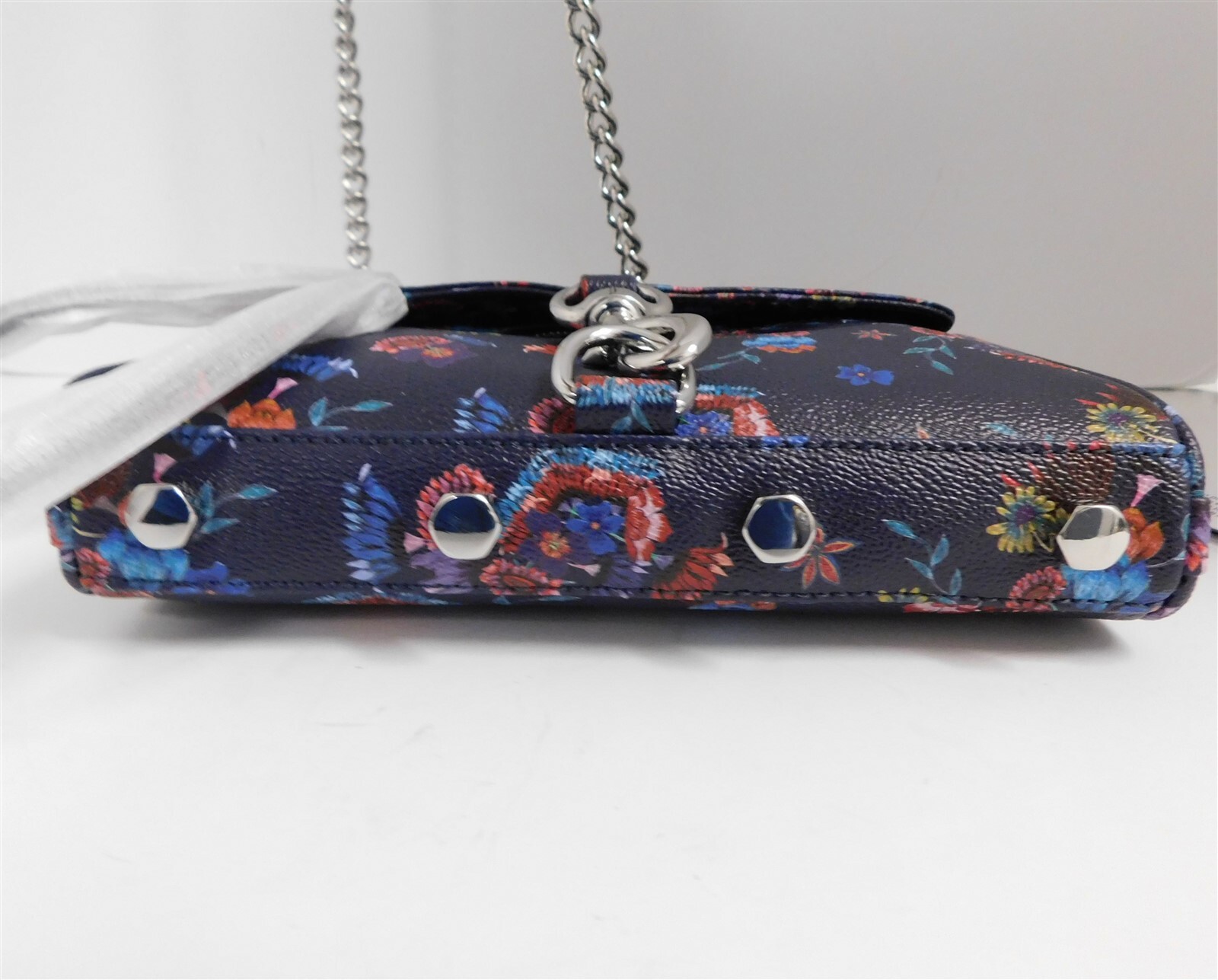 New Rebecca Minkoff Mini Mac Blue Floral Leather Crossbody Bag