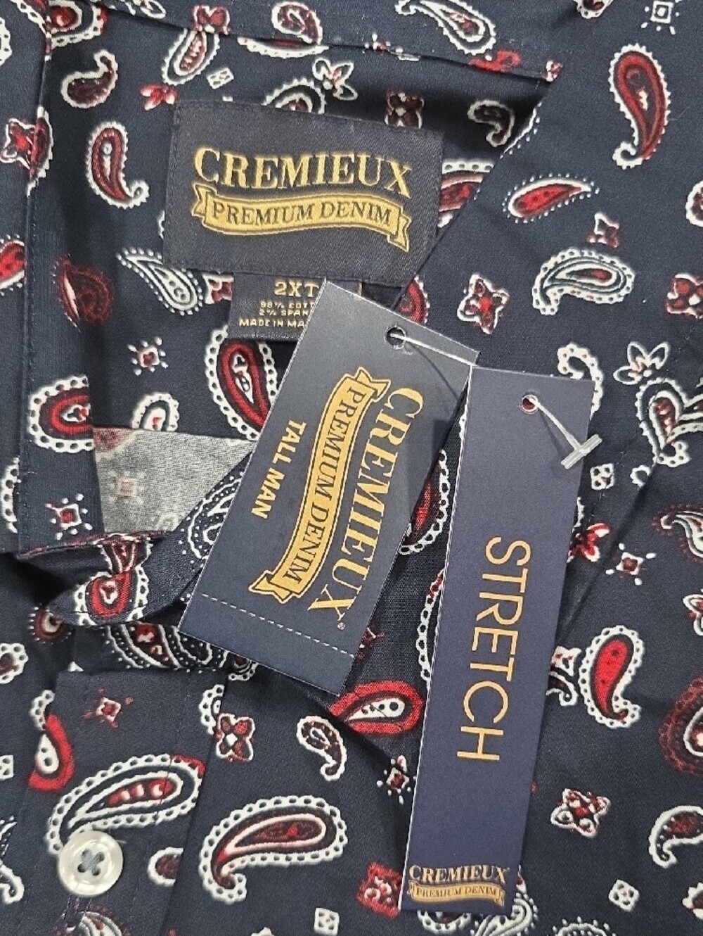 Daniel Cremieux Navy Paisley Button-Down Shirt with Red and White Paisley