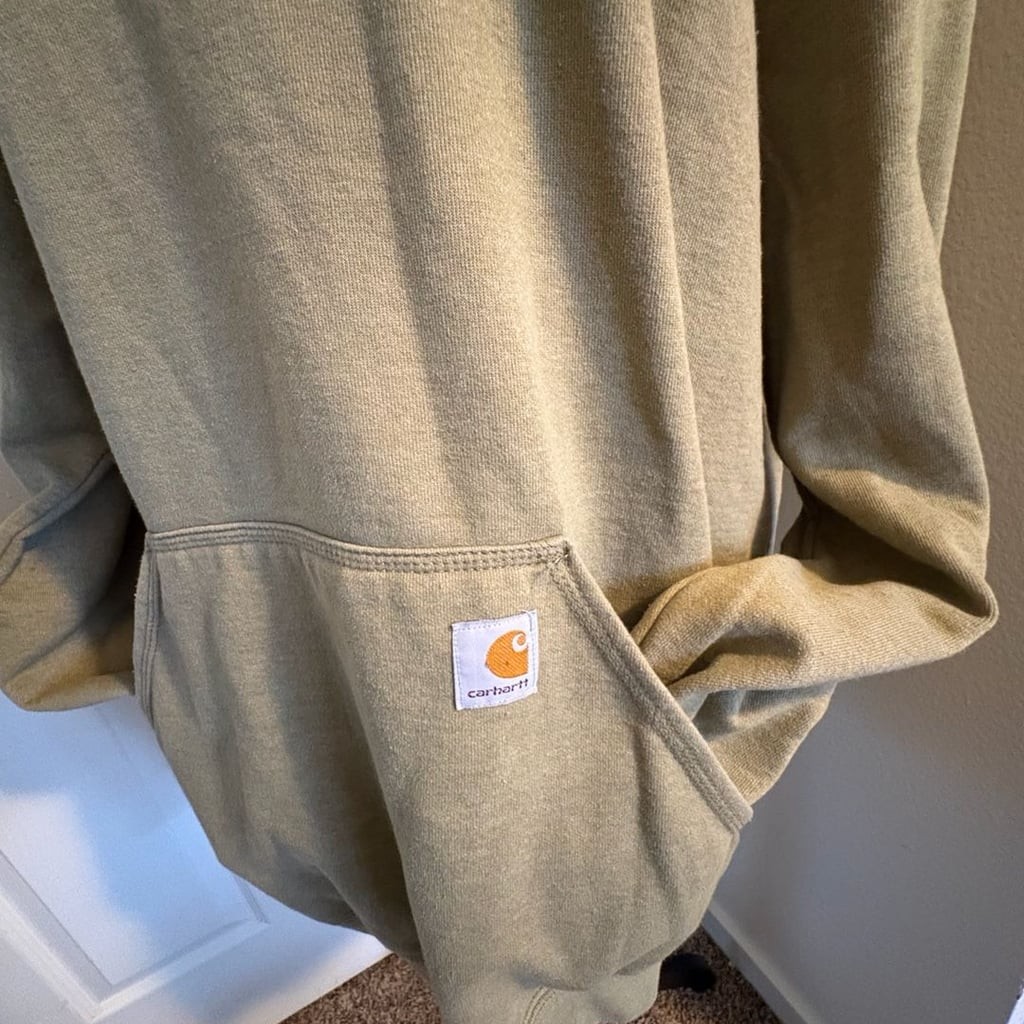 Carhartt Midweight Logo Graphic Hoodie in Army Green