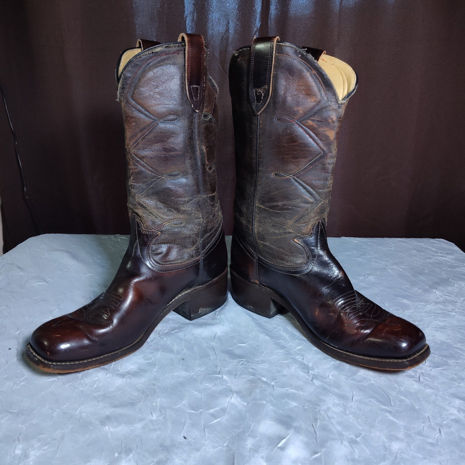 Vintage Laredo Boots Mens Size 9D Leather Western Brown Square Toe Cowboy 80s