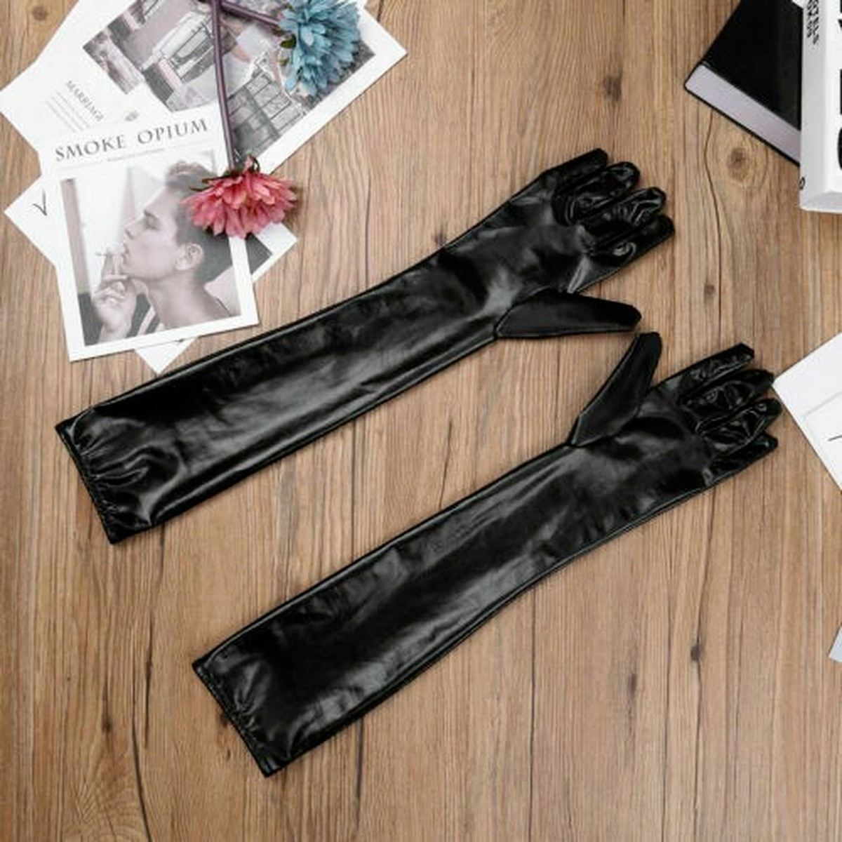 Patent Leather Wet Look Arm Length Gloves Opera Gloves Woman Roleplay Woman New