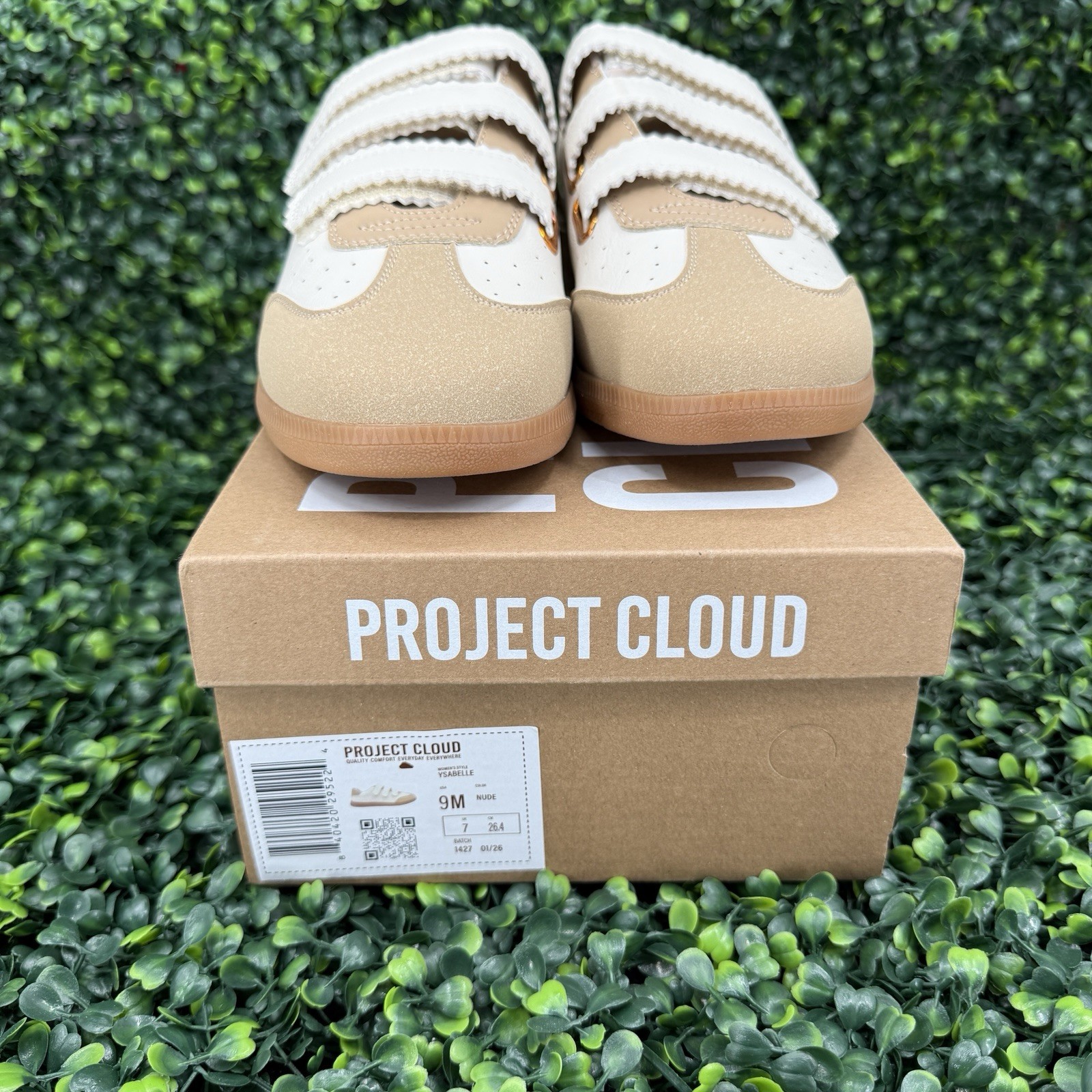 Project Cloud Eco-Leather Womens 9M Nude Ysabelle Trendy Sneakers Memory Foam