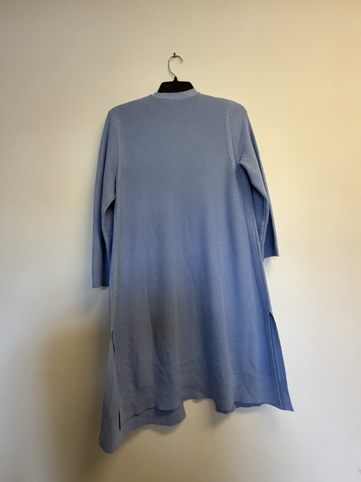 Talbots Blue Solid Knit Open Front Cardigan Sweater 3/4 Sleeve Size M