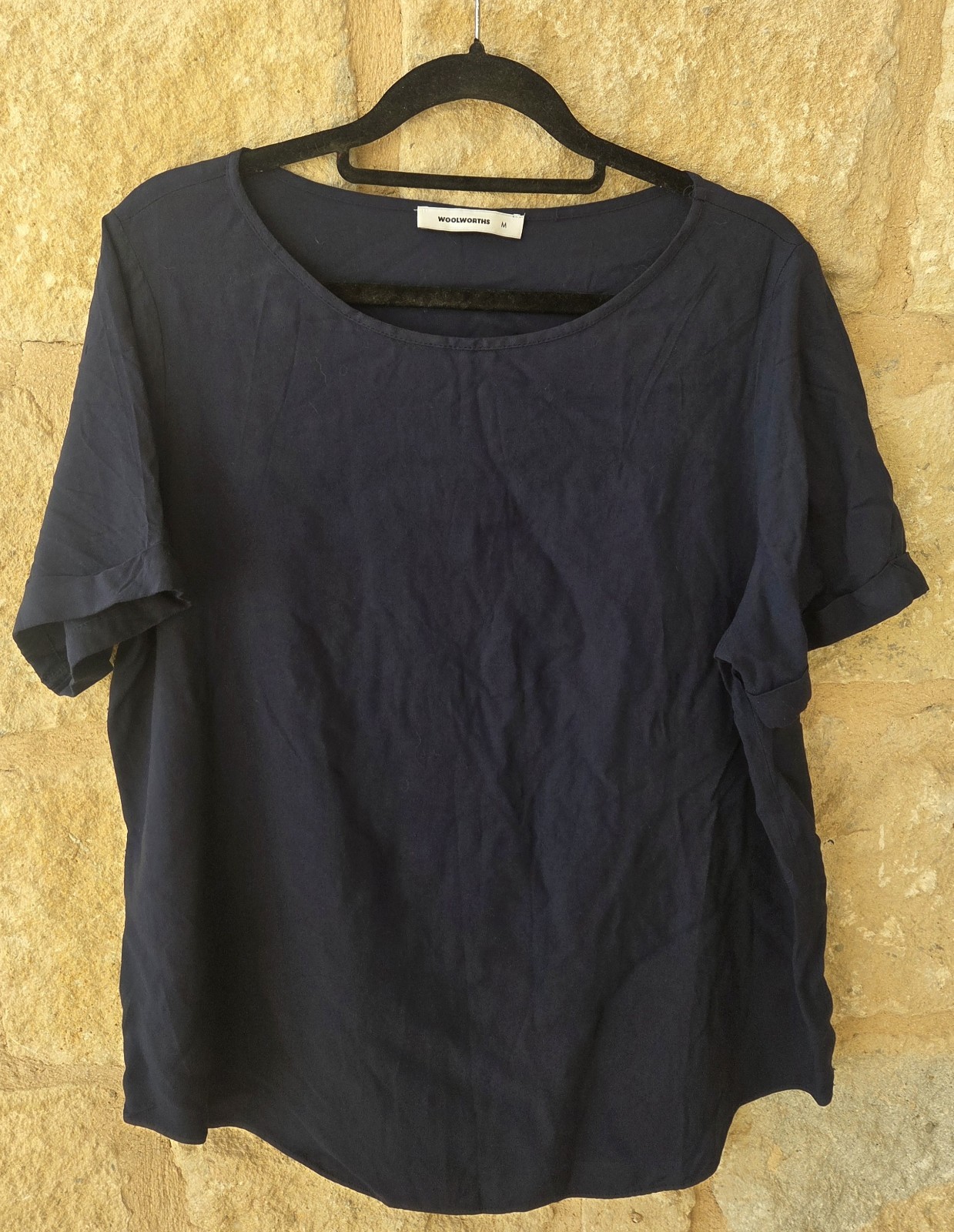 Woolworths Navy Blue Short Sleeve Blouse