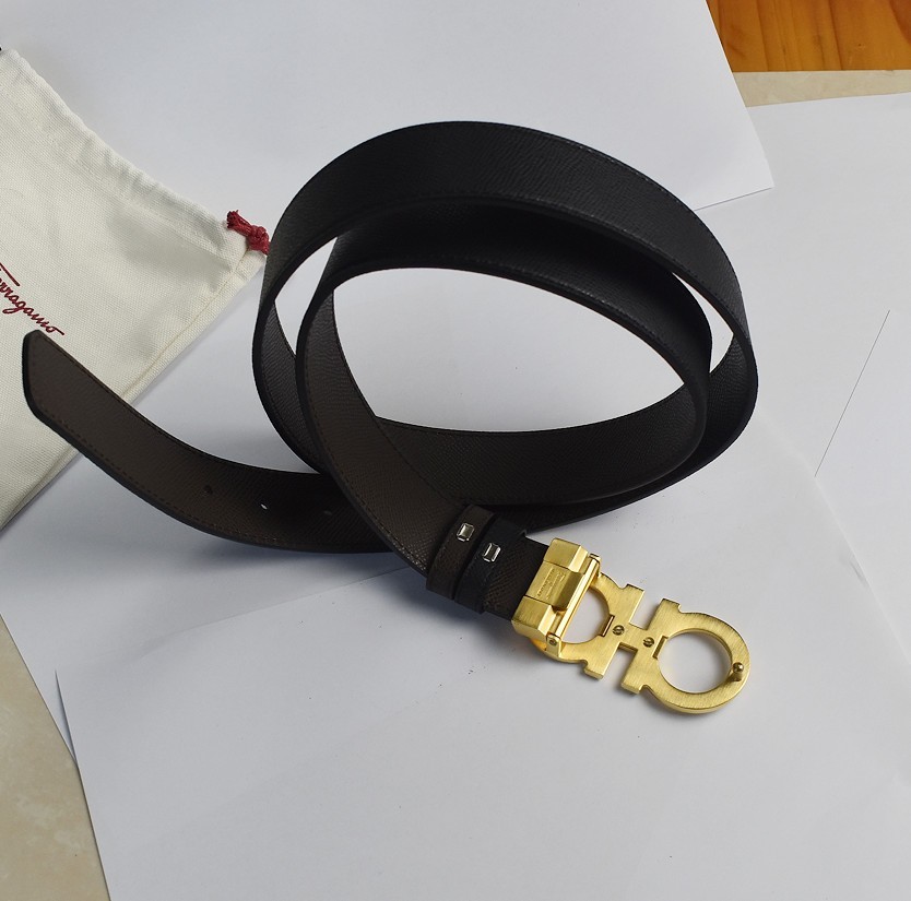Ferragamo Men’s Reversible/Adjustable Gancini Belt，Golden finish buckle 120cm