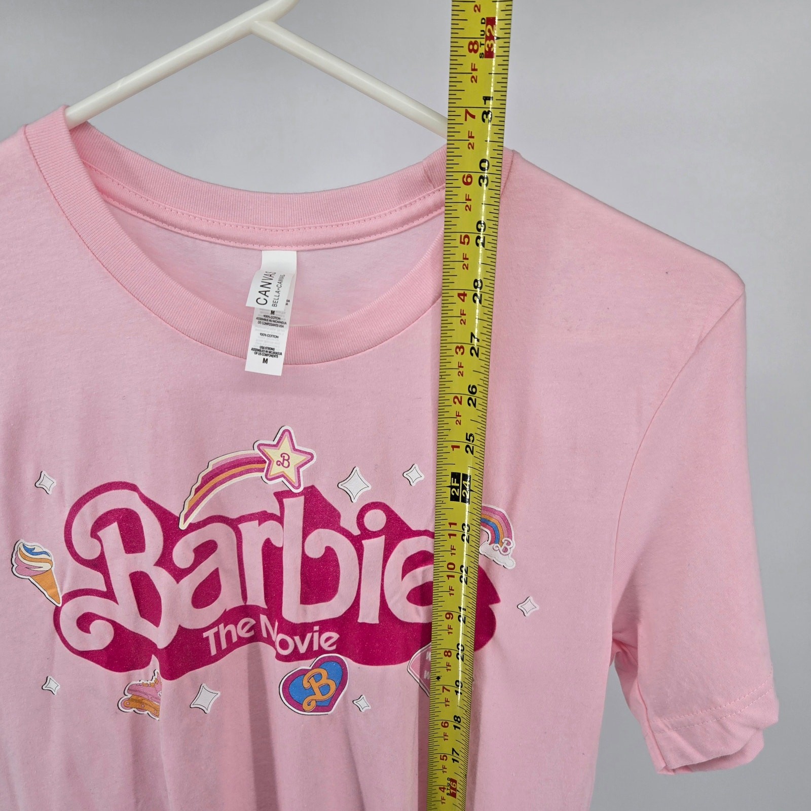 Bella + Canvas Womens Tshirt Pink Size Medium Barbie Movie Short Sleeve Preowned
