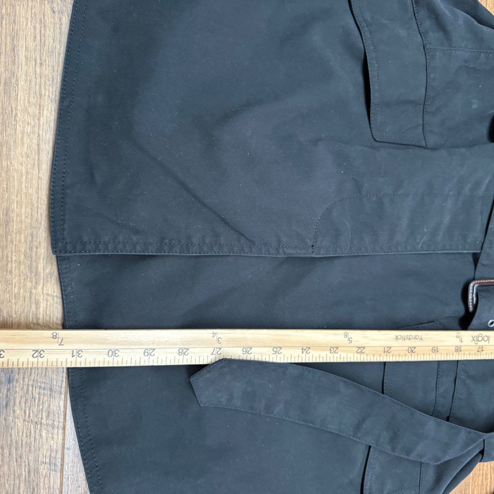 GAP Y2K Womens L Black Belted Trench Coat Midi Duster Cotton Canvas Utilitarian