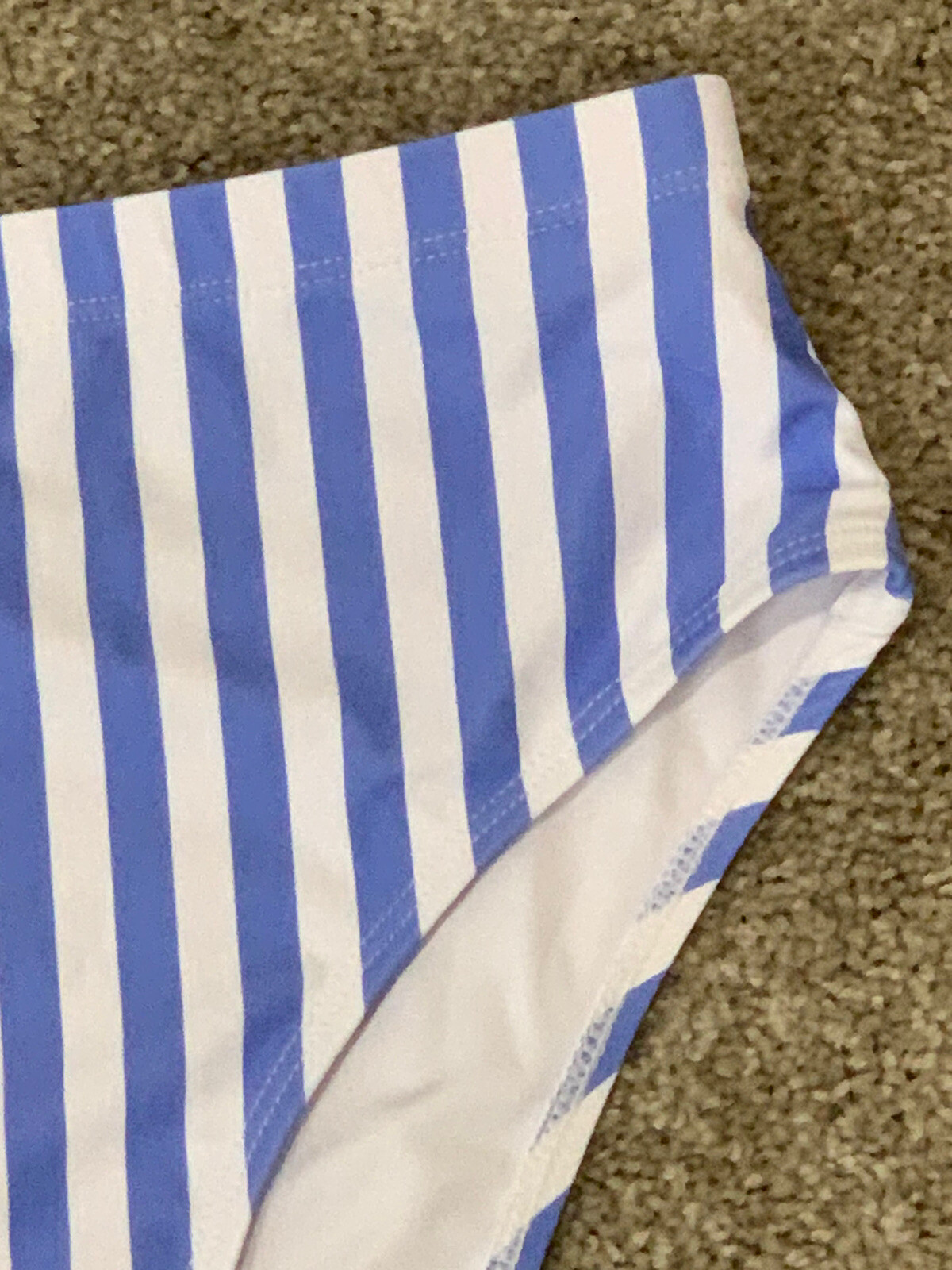 Bikini Bottom Womens Size S Blue Striped Bottoms Only Silky Swimsuit High Cut