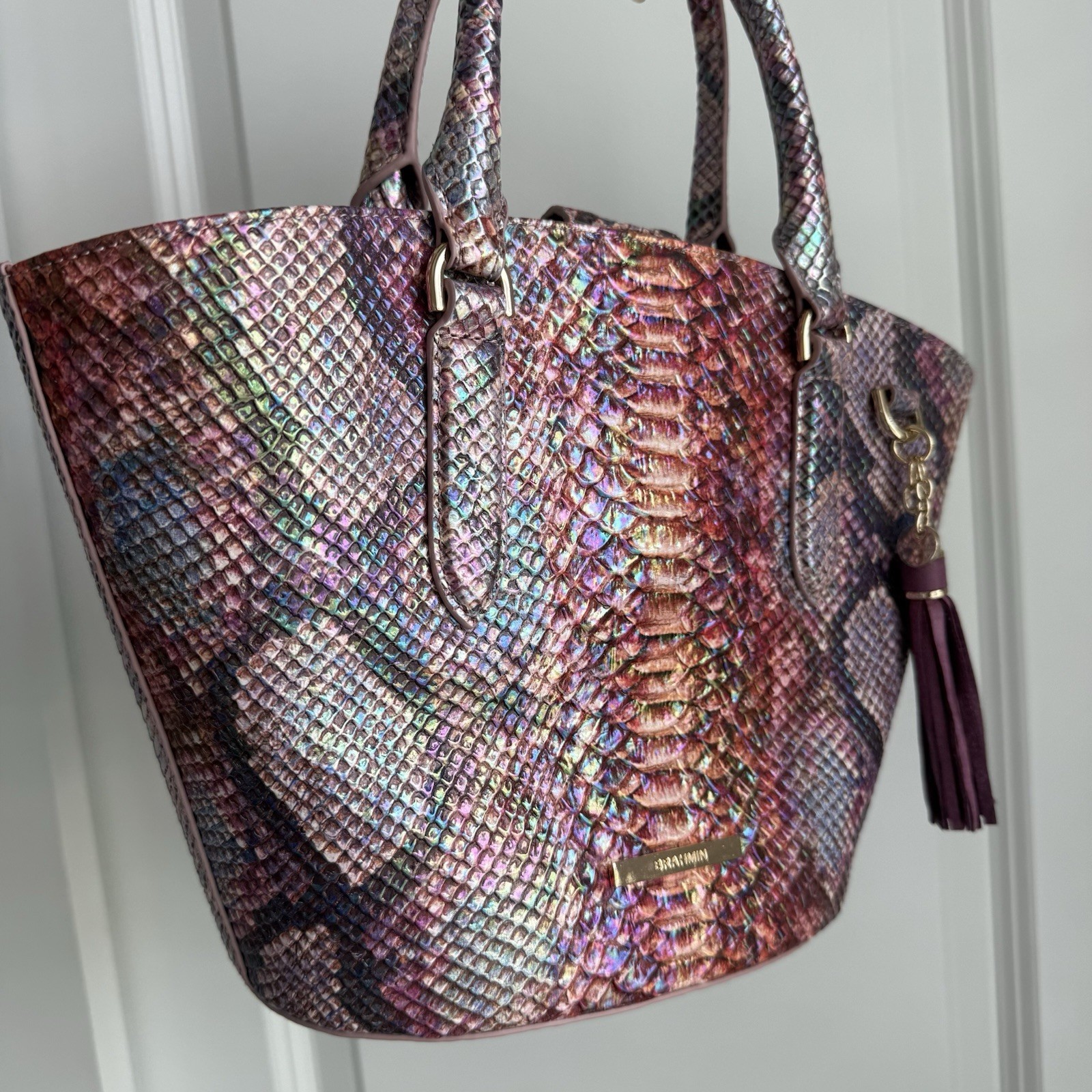 Brahmin Jenny Dewberry Ametrine Leather Satchel Handbag