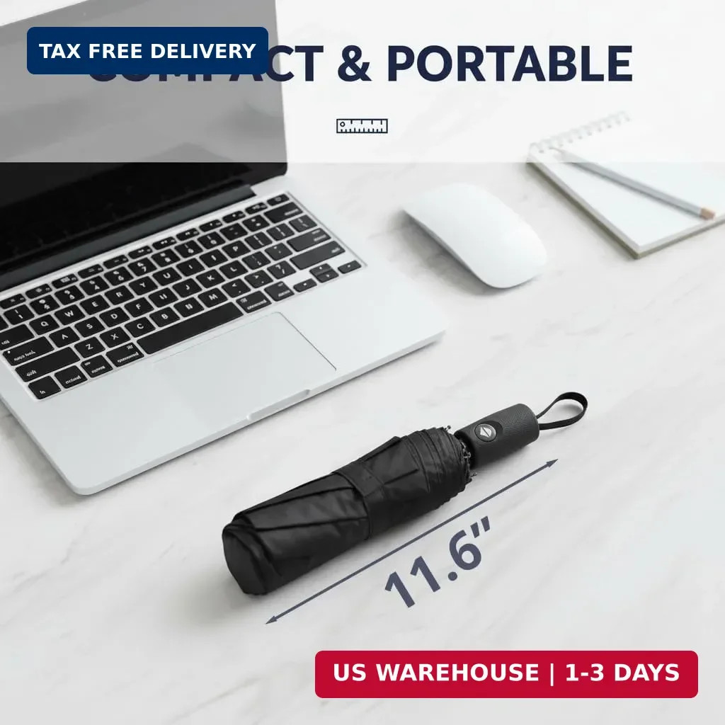 Mr. Pen- Windproof Travel Umbrella, Compact, Water Resistant, One Size, Black