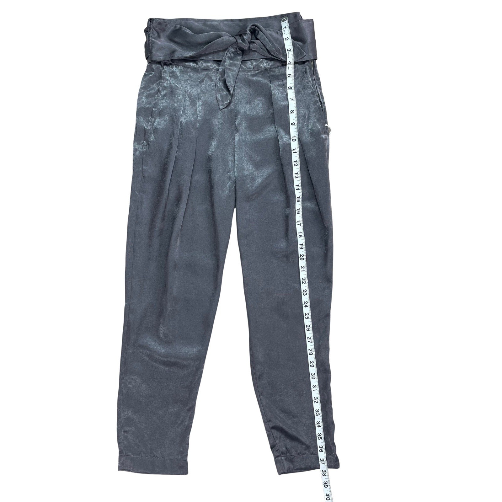 Overlover Womens Gray Pants Sz 2 Shimmer Metallic Cocktail Chic Quiet Luxury