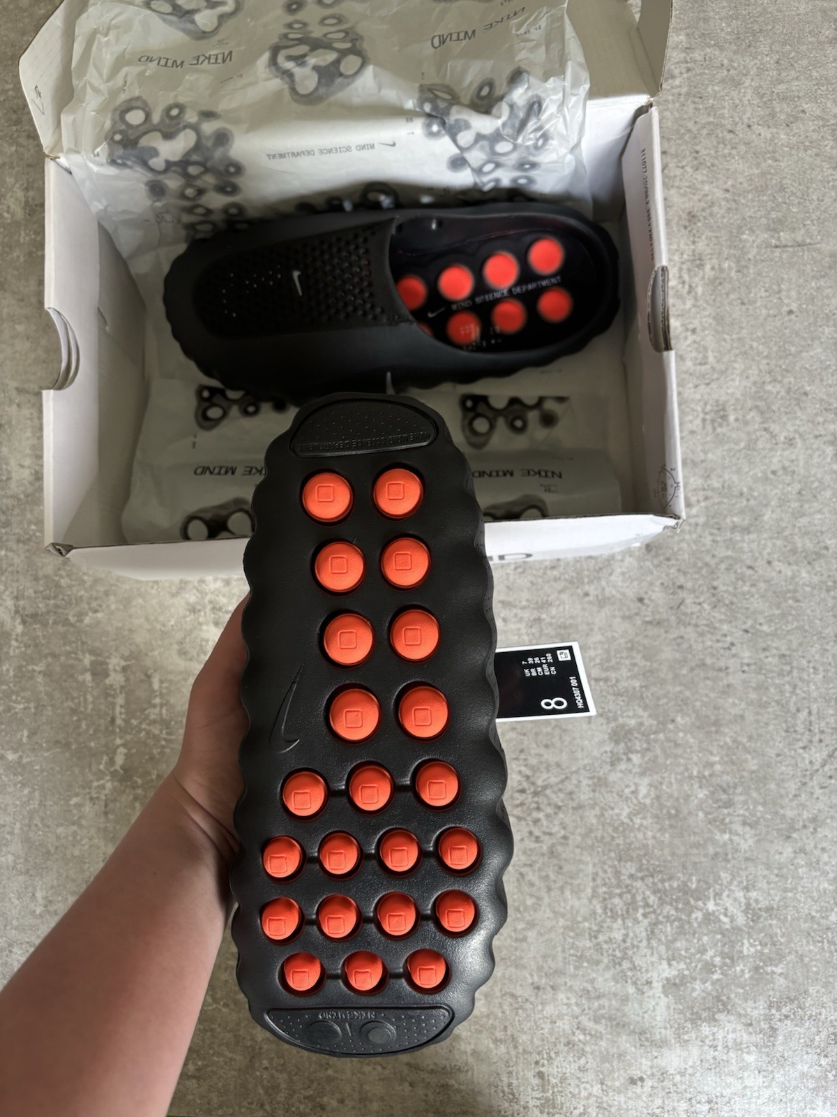 Nike Mind 001 Slide Sandals Black/Orange Cushioned Comfort Men’s US 8