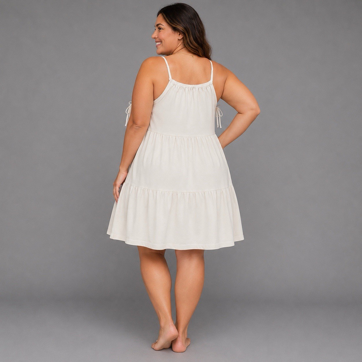 BTWEEN Women’s Cream Embroidered Tiered Sleeveless Dress Size 12 Boho Floral