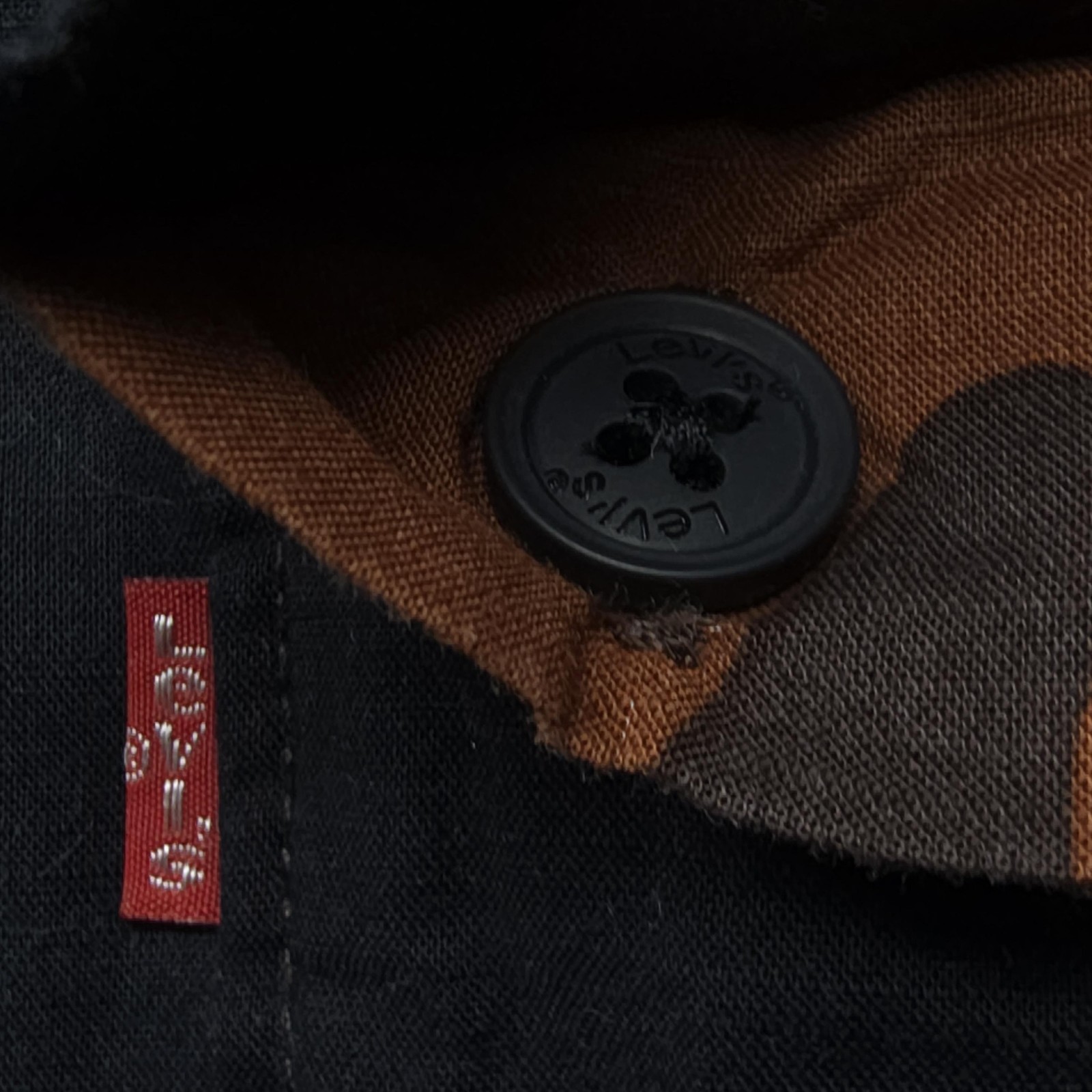 Levis Mens Shirt Large Brown Black Camo Casual Workwear Hide Hunt Outdoors Camp
