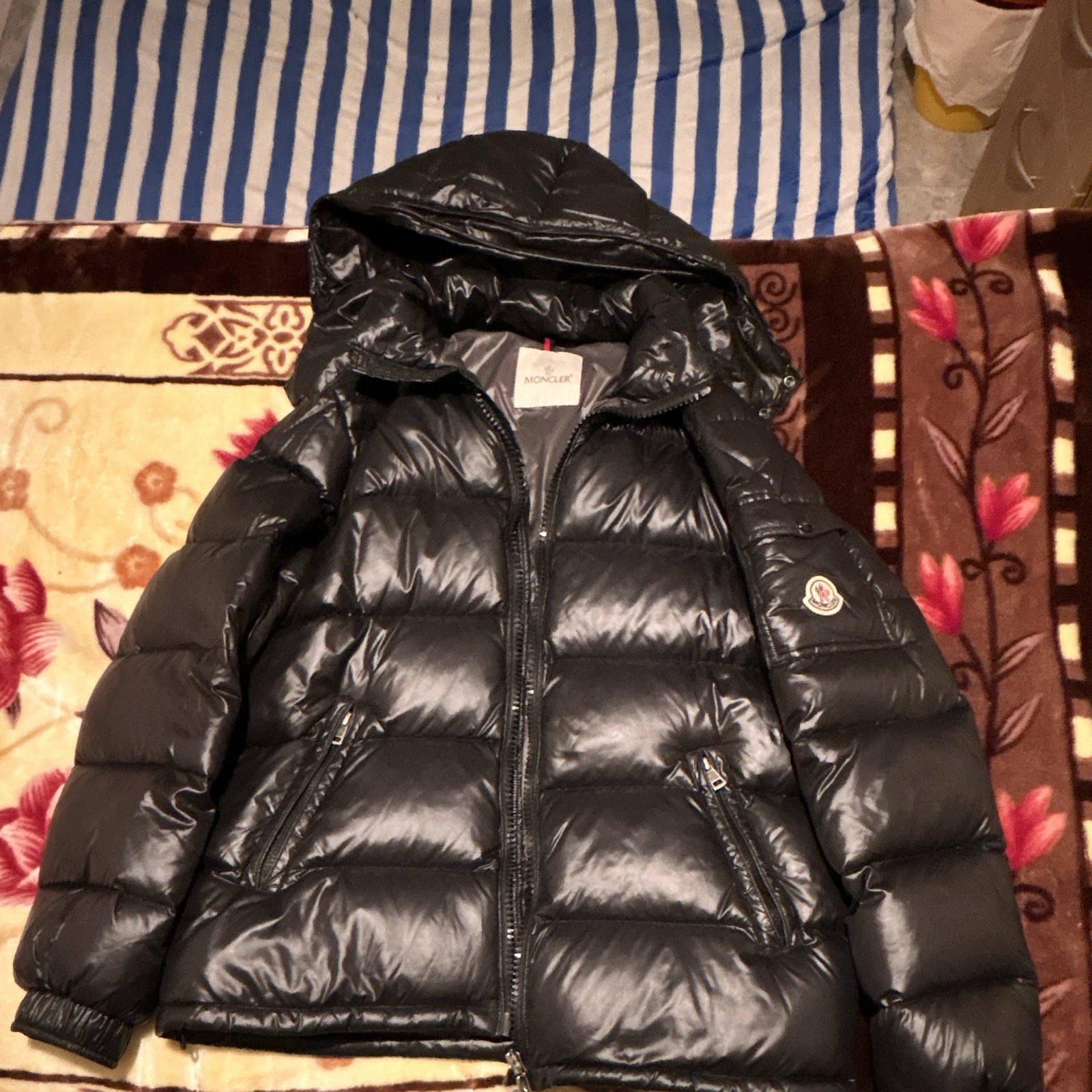Moncler Maya Men’s Size M-L Black Hooded Down Puffer Jacket Full Zip