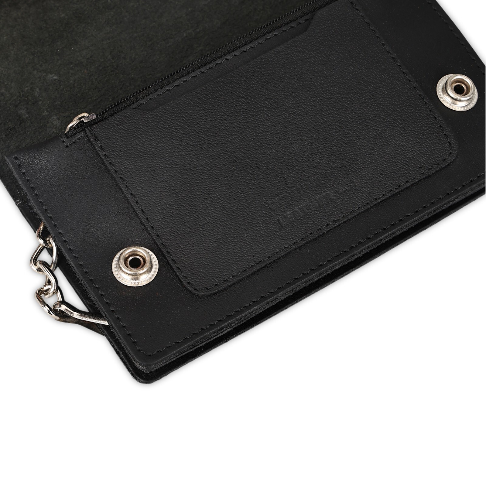 Leatherboss Leather Men Large Eagle Wallet with Chain Biker Trucker, Black