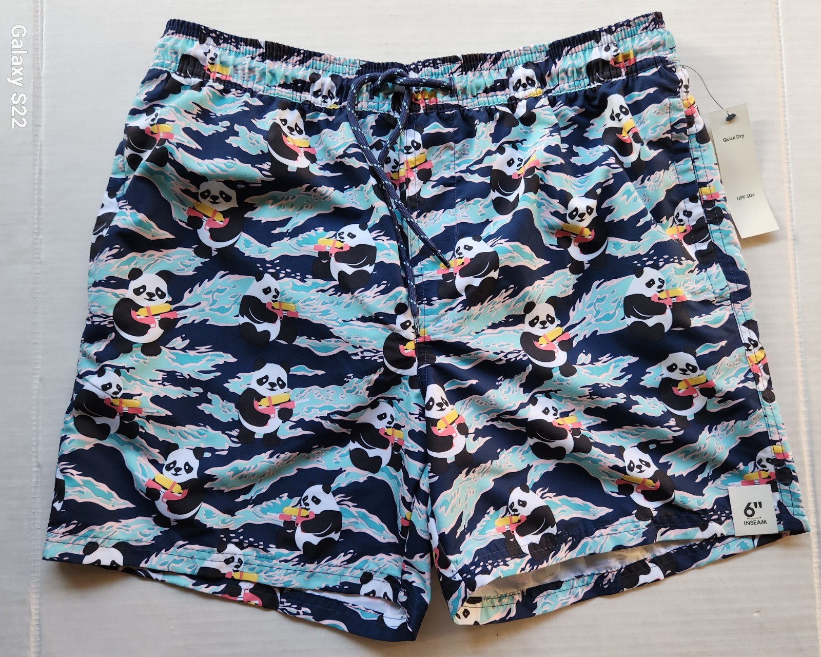No Boundaries Men’s Apparel Panda Elastic Waist Shorts – Size: Medium (32-34)