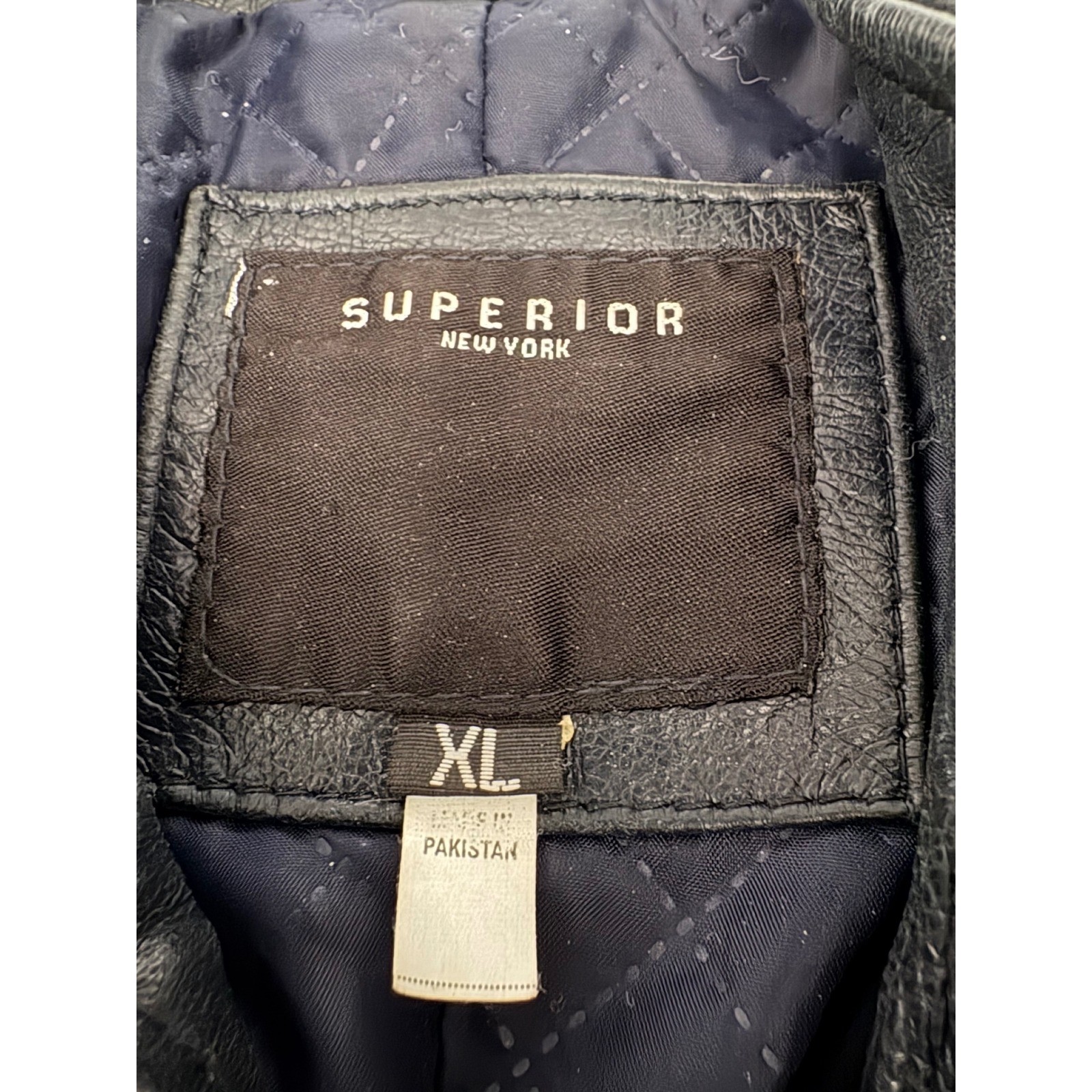 Superior New York Mens XL Blue Leather Bomber Cafe Racer Jacket Moto YKK Zip