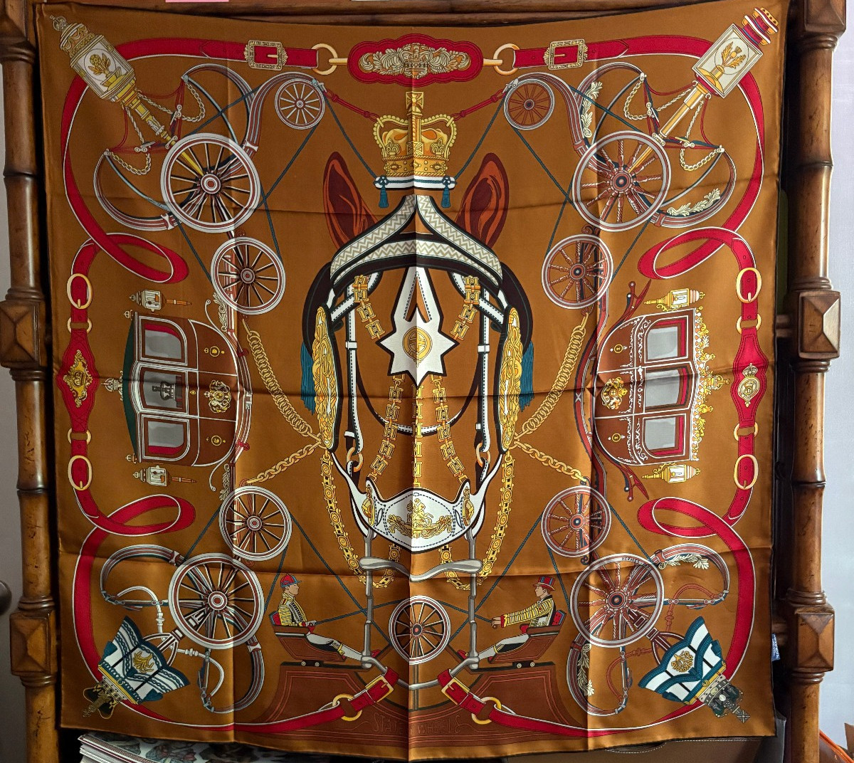 34″ Square Silk Hermes Scarf with original bag, gift box, tissue and ribbon