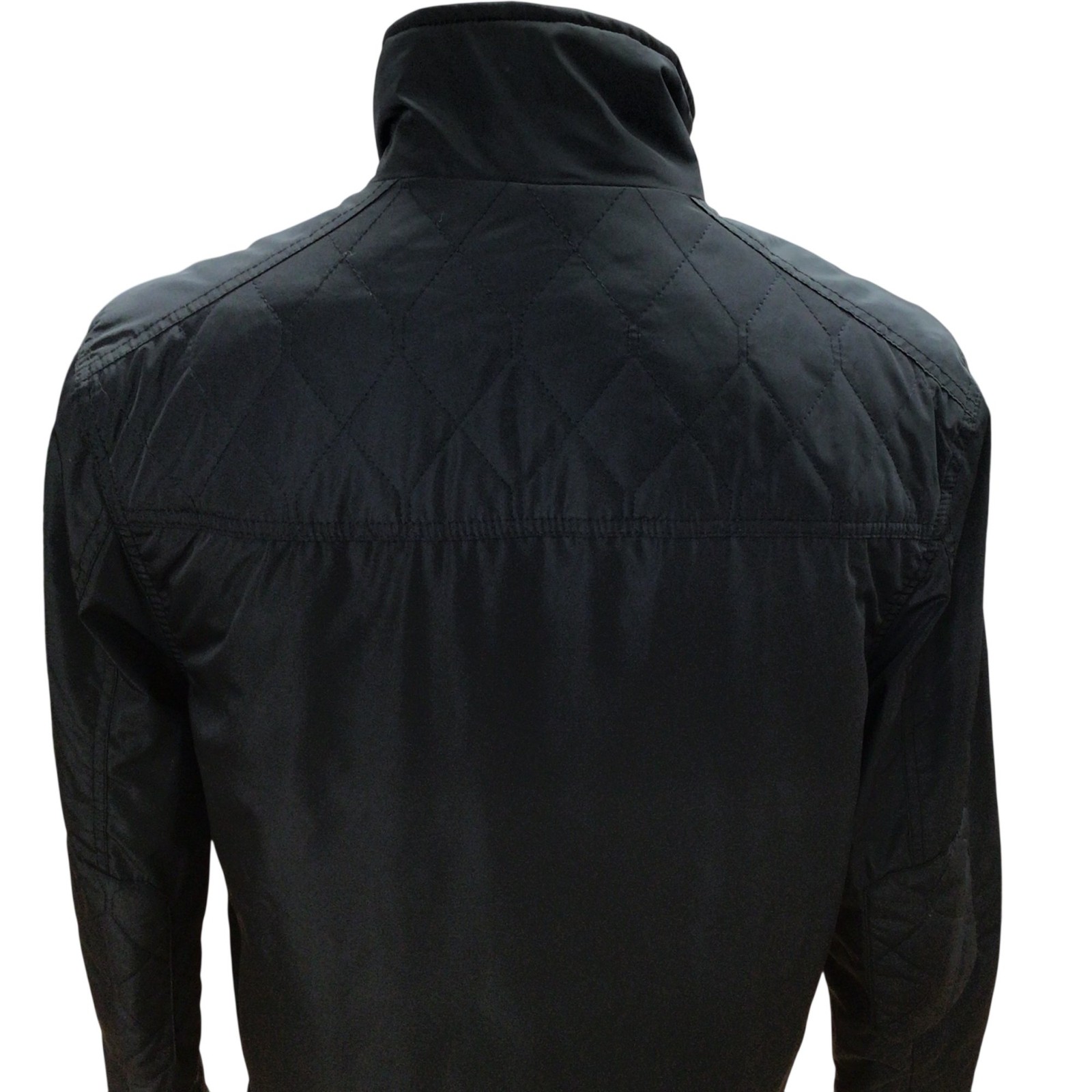 John Rocha Blue Quilted Jacket Size M with Buckle Collar and Zip Closure