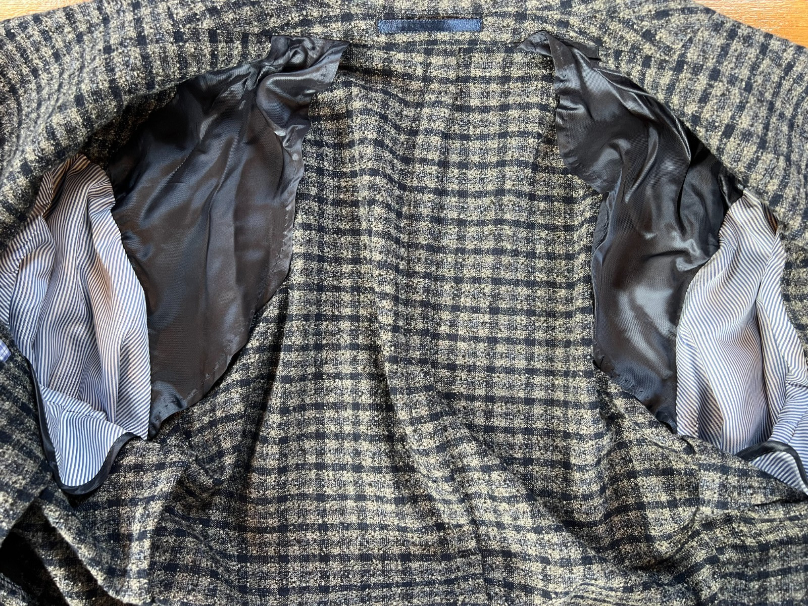 Hackett Grey & Blue Checked Boucle Cloth Unstructured Jacket RRP £650 – Size 40″