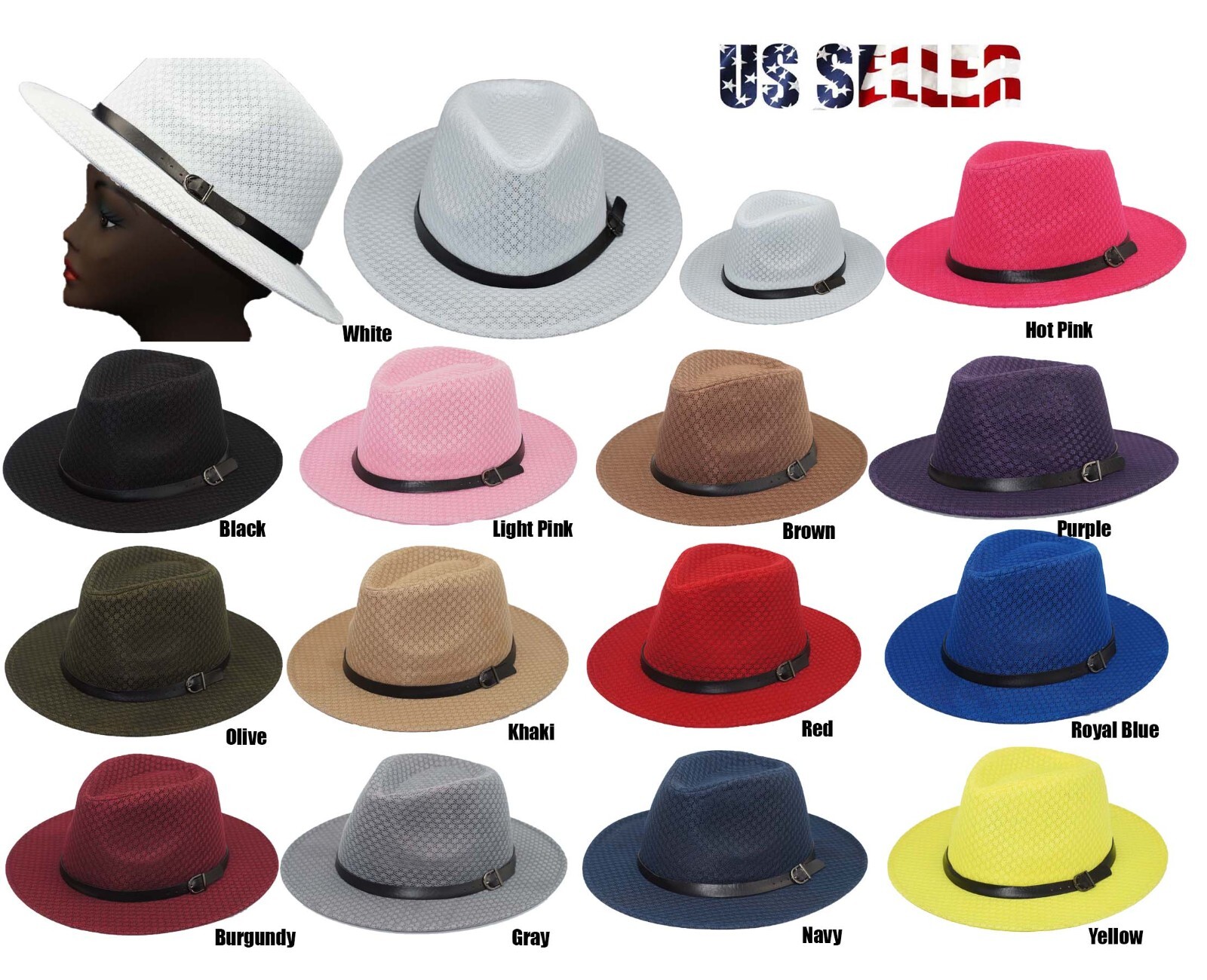 Light Mesh Fedora Wide Brim Cowboy Style Hat Soft Cool Summer Classic