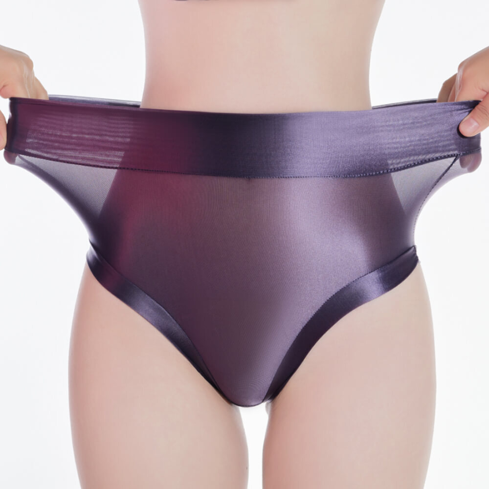 Womens Ultra-thin Sheer Oil Shiny Glossy Panties Underwear Boxer Briefs Knickers