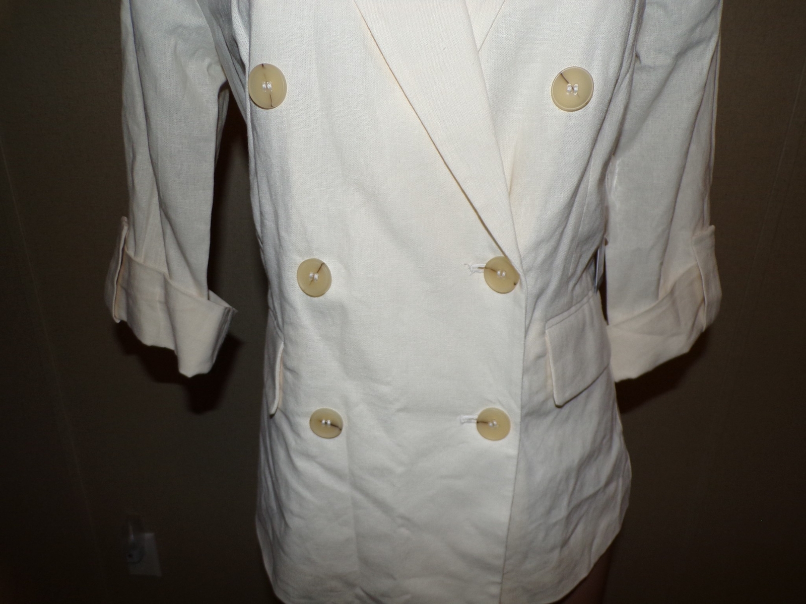 Sofia Jeans Sofia Vergara Blazer Jacket Medium Cream White Roll Tab Sleeve NWT