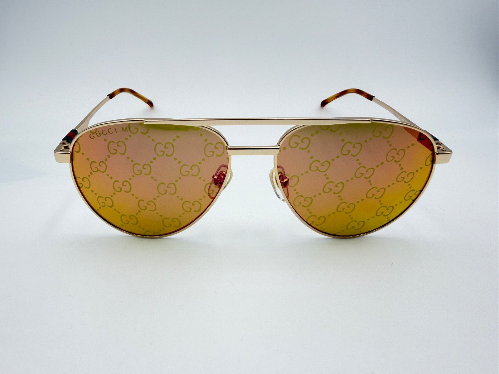Gucci Sunglasses GG1679S 002 Aviator Gold Yellow GG Logo 56 15 145 w case