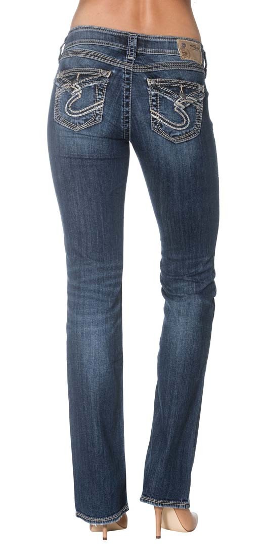 Silver Jeans Women Suki Mid Rise Curvy Fit Relaxed Hip/Thigh Slim Bootcut Leg