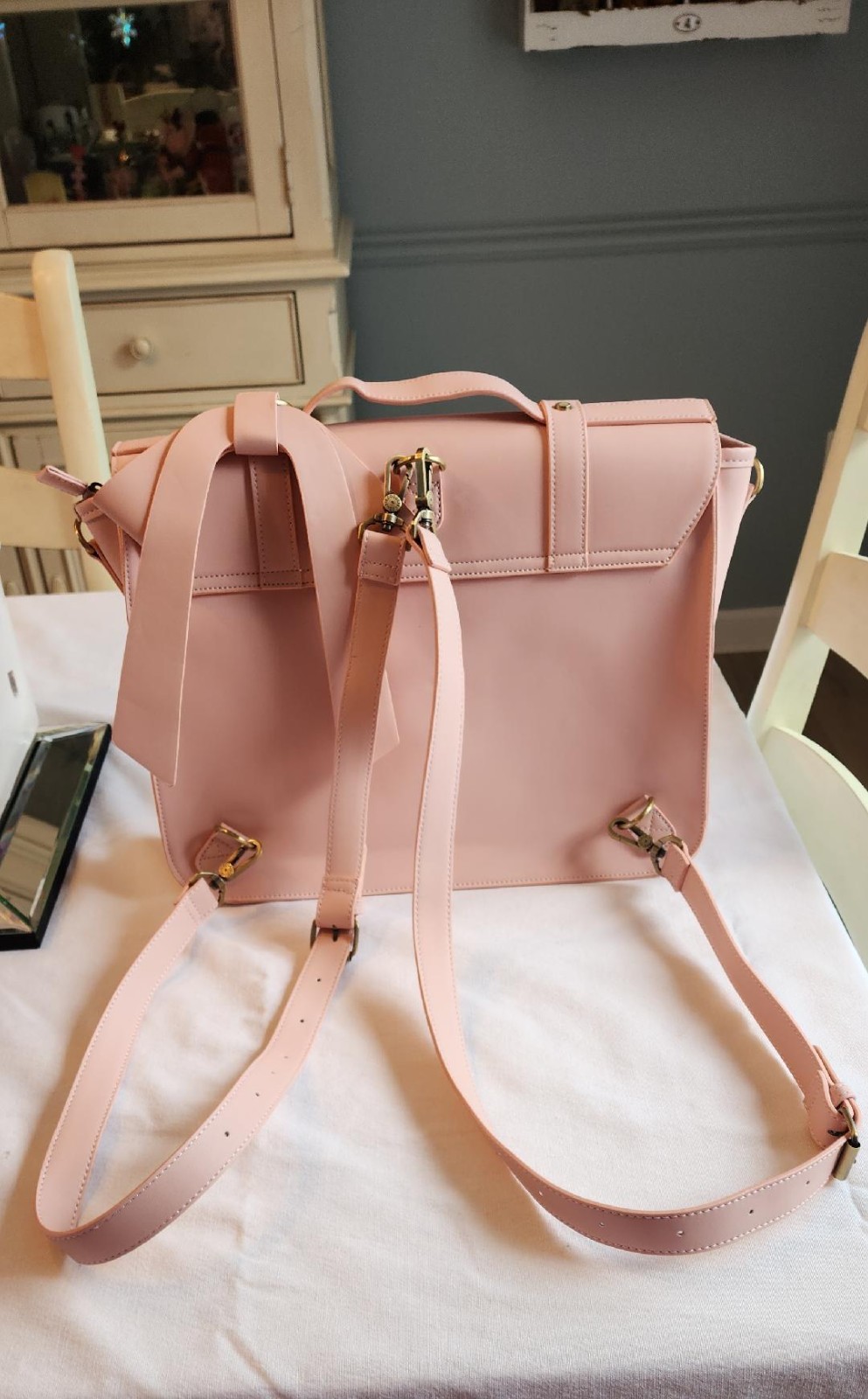 Ecosusi Summer Garden Romance Bow Briefcase Pink Convertible Messenger Bag NWOT