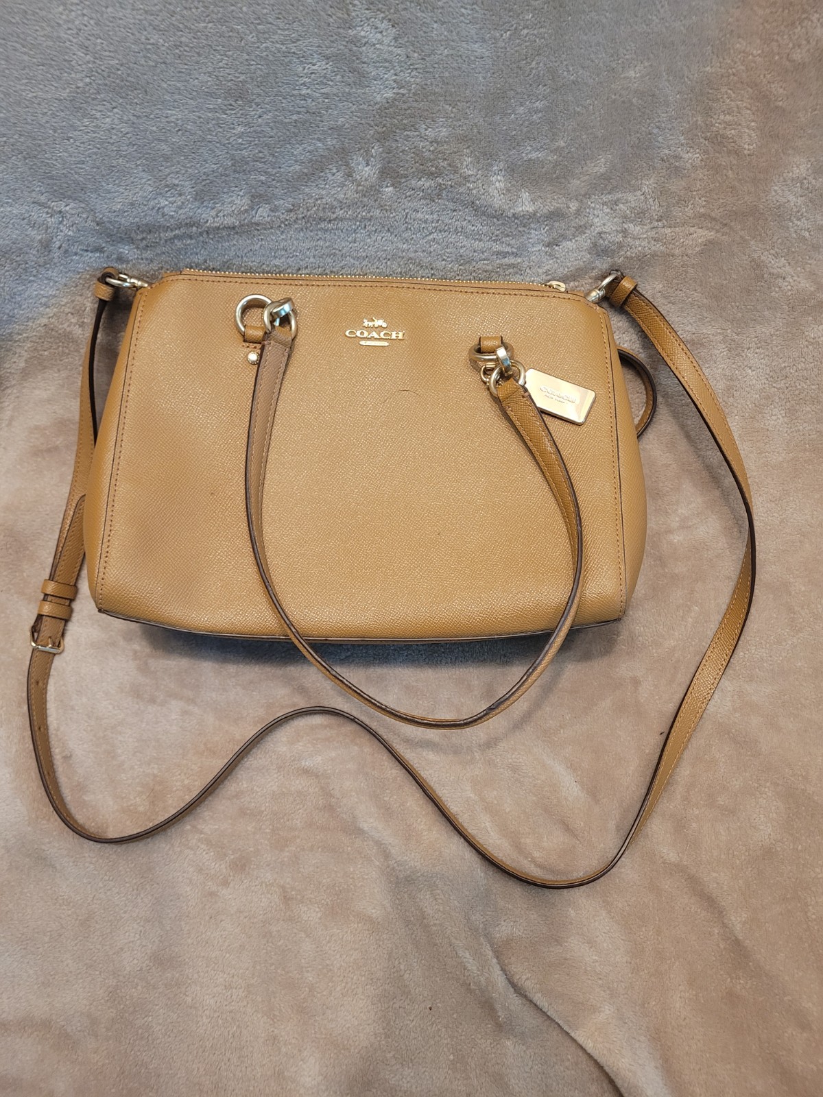 Coach Christie Satchel Crossbody F36637 Triple Compartment Caramel