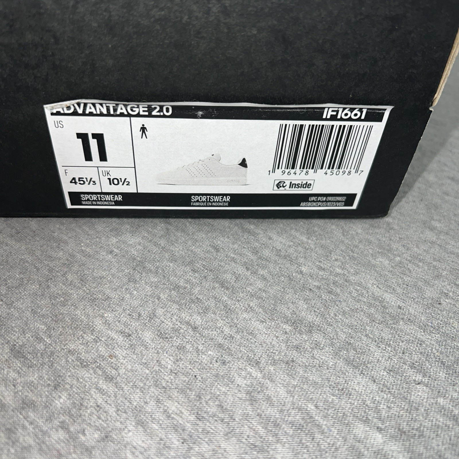 Adidas Advantage 2.0 White Black Legend Ink Sz 11 IF1661 Sneaker Sportswear