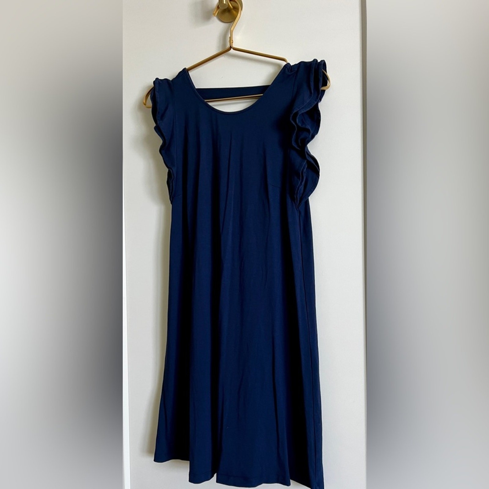 Lilly Pulitzer Dani Ruffle Swing Dress True Navy XS Flutter Sleeve V-Back A-Line