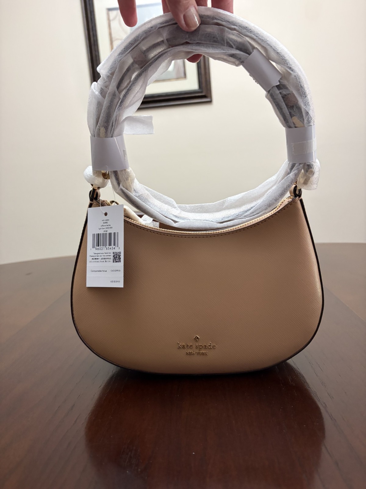 KATE SPADE PAIGE MEDIUM CROSSBODY SHOULDER BAG PURSE SMALL LT FAWN LEATHER GOLD