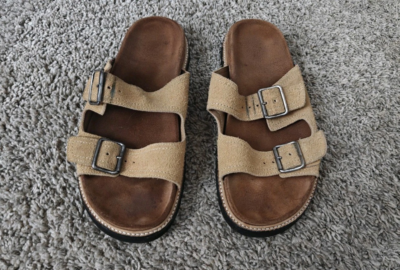 Paul Smith Tan Leather Suede Sandals Sliders Flip Flops Men’s 9 / EU 42