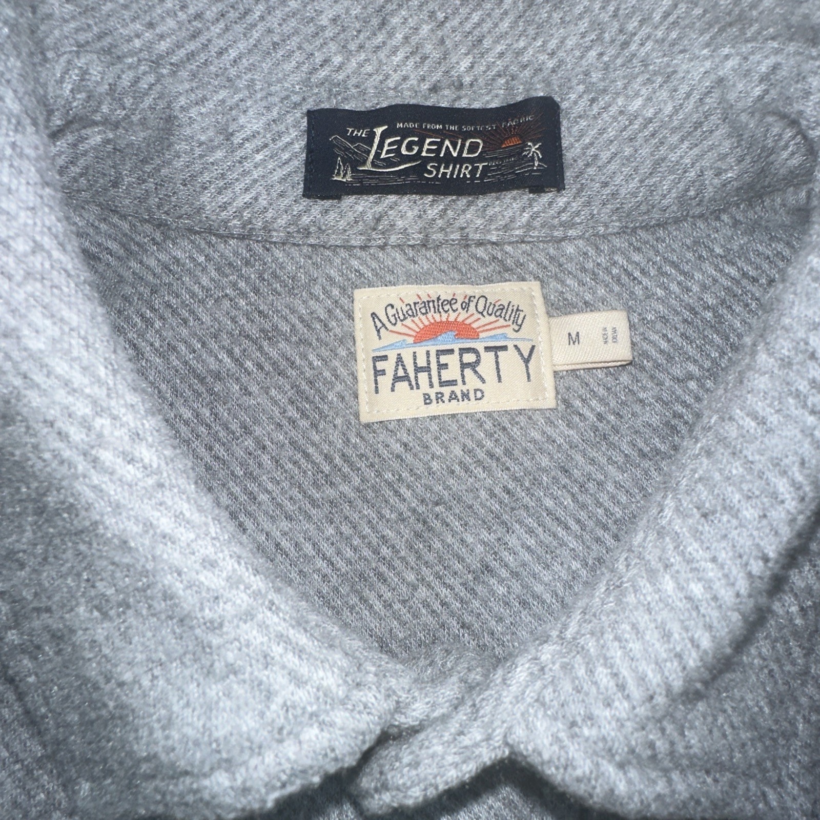 Faherty Legend Shirt Mens Medium Gray Flannel Long Sleeve Button Up Soft