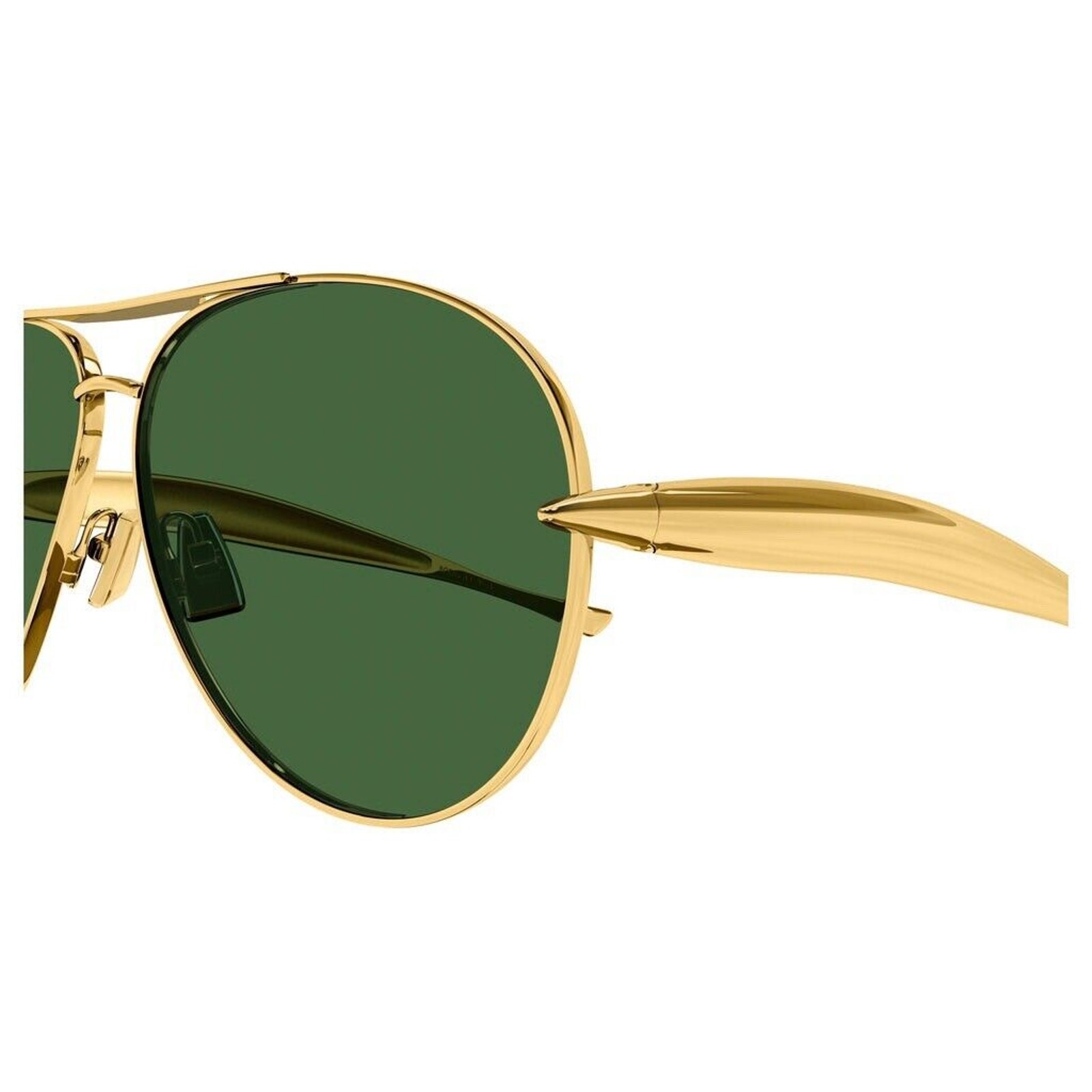 Bottega Veneta BV1305S 001 Gold Green Lens Aviator Sunglasses Unisex AUTHENTIC
