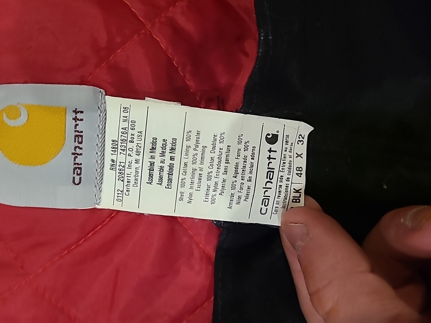 Carhartt Duck Quilt-Lined Zip-to-Thigh Bib Overalls 48×32 RN#14806