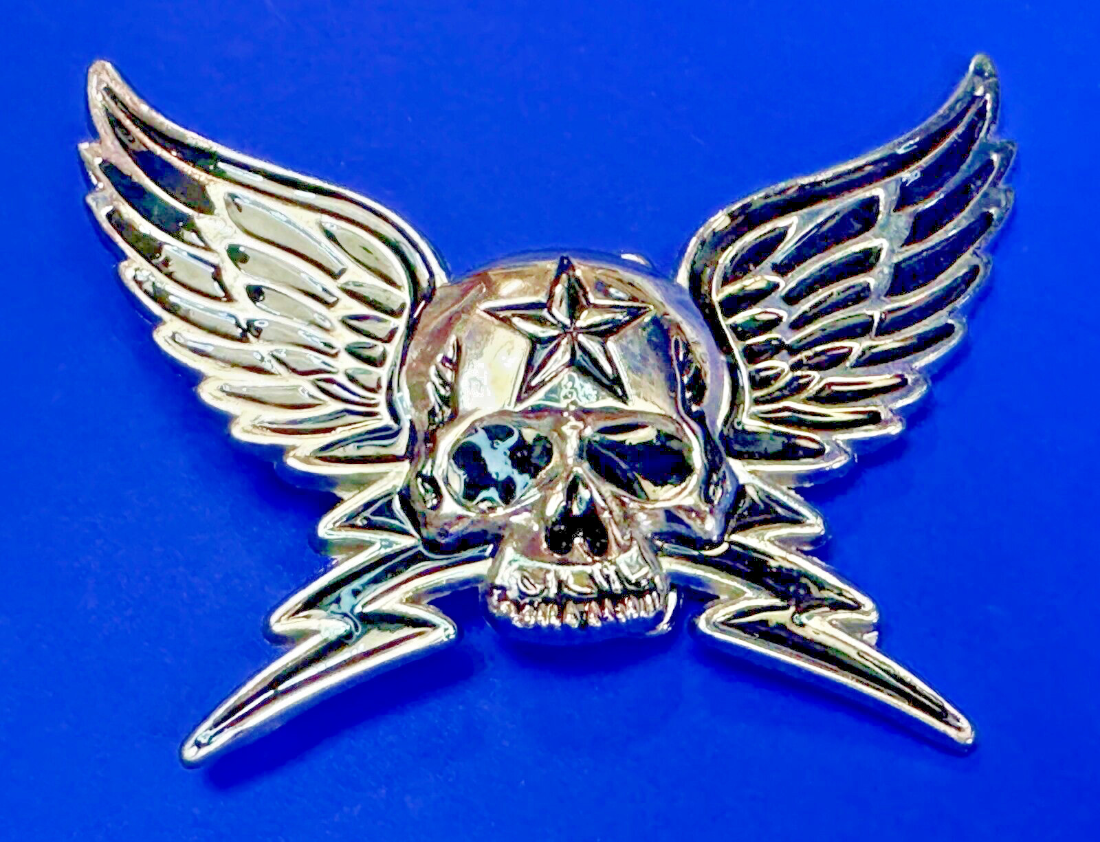 Winged Skull with Stars Reflective Gothic Punk Motorcycle Biker Belt Buckle