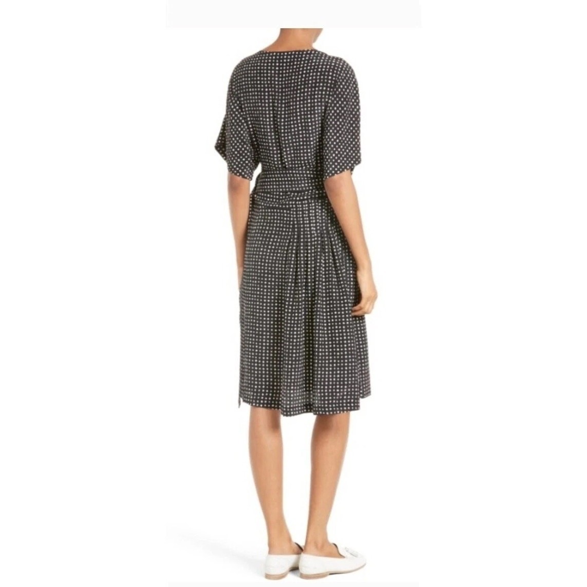DVF DIANE VON FURSTENBURG sz 8 silk black white polka dot wrap dess EUC